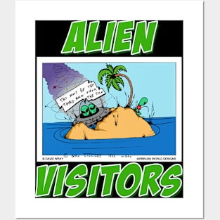 Alien Visitors Funny UFO Novelty Gift Posters and Art